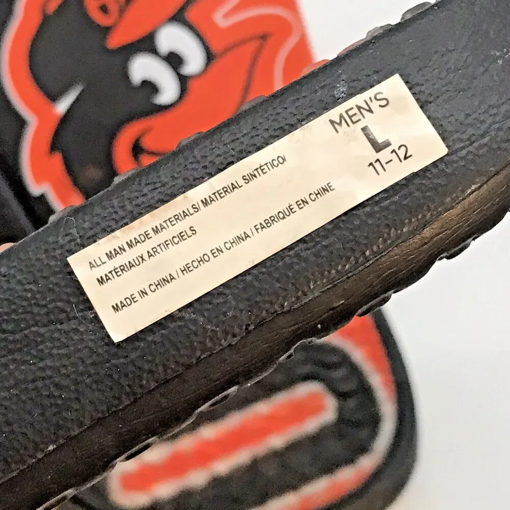 Baltimore Orioles MLB Logo Slide Sandals Men's L (11-12) Baseball Pool Slippers
